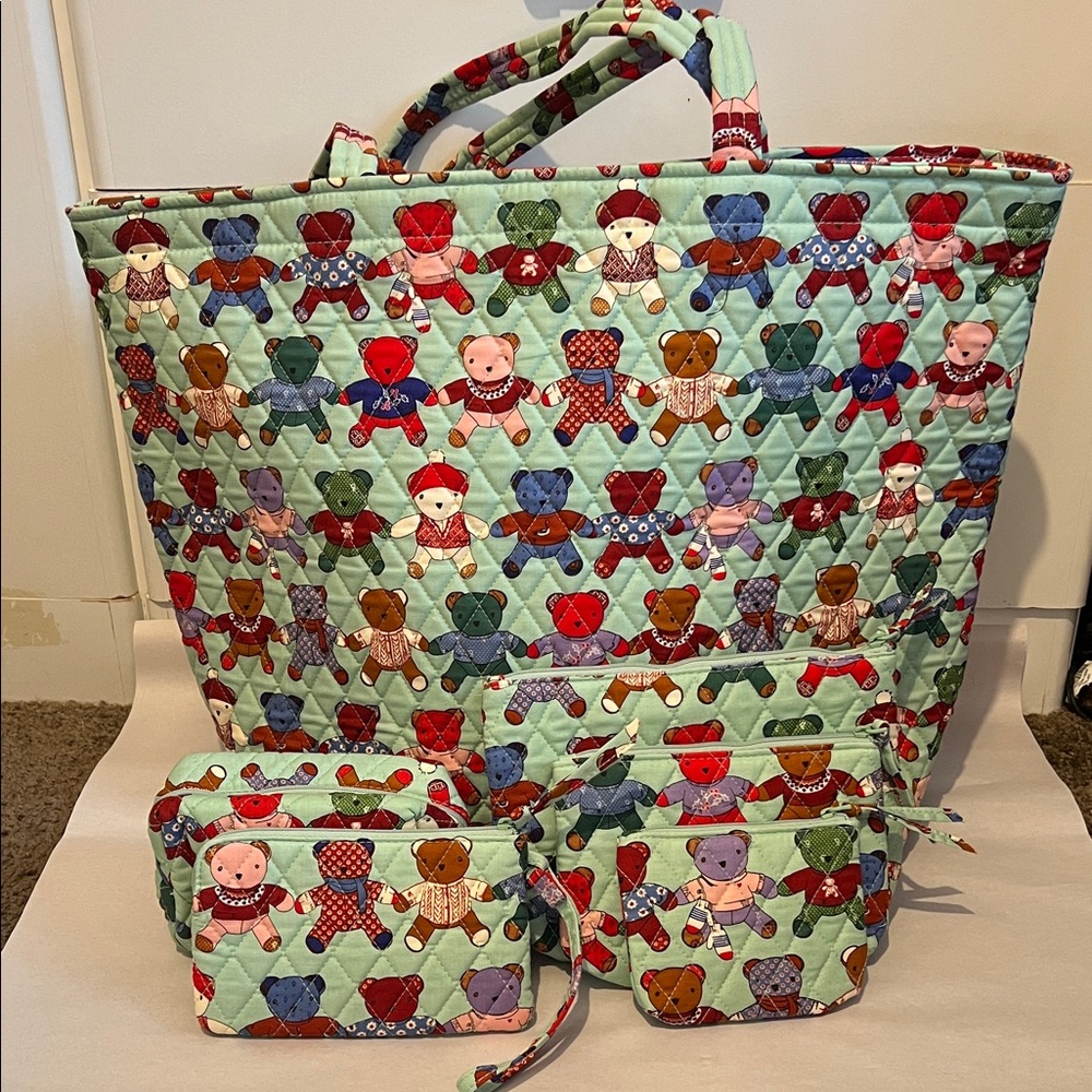 Vera Bradley Grand Tote, Cosmetic Trio, Small Cosmetic Bag & Wristlet